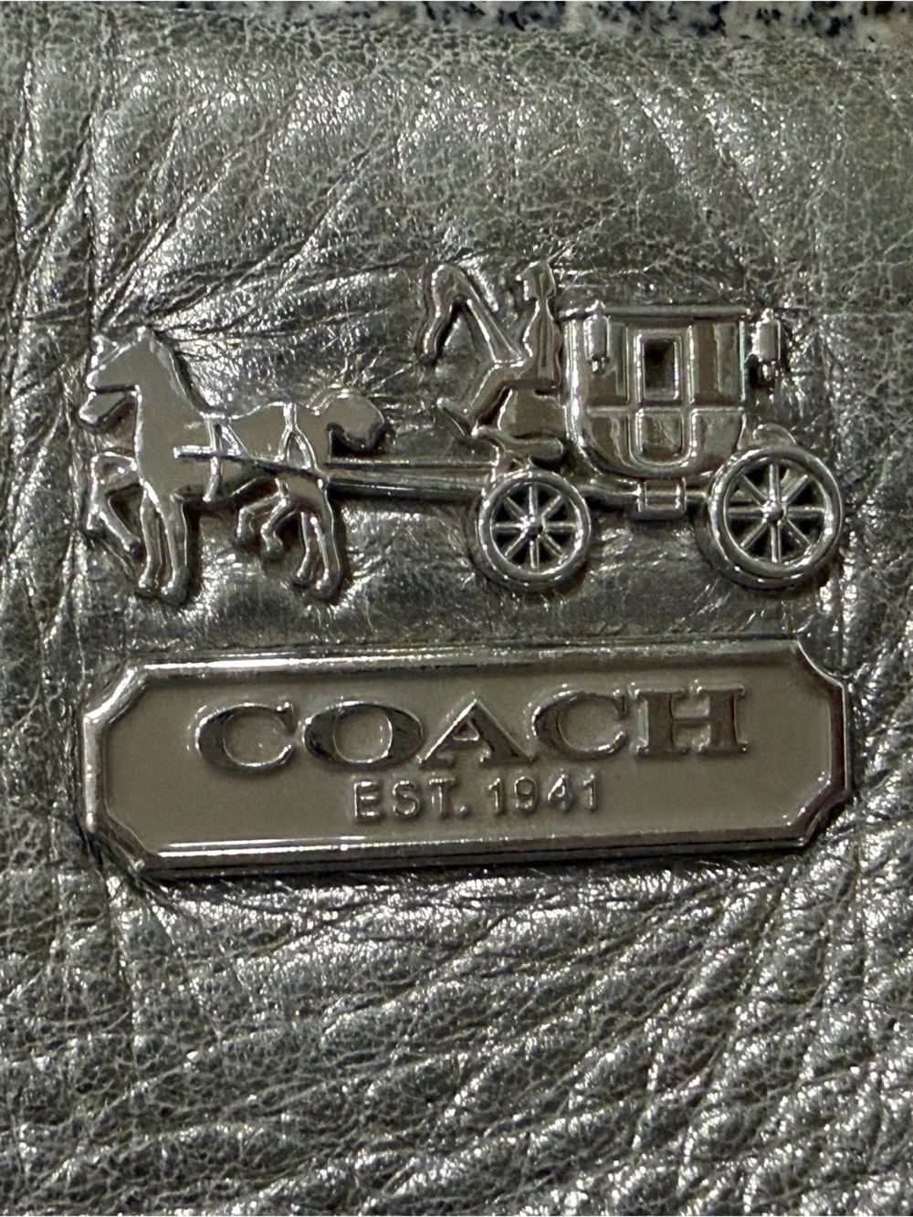 Coach Metallic Pebbled Leather Shoulder Bag - Gunmetal